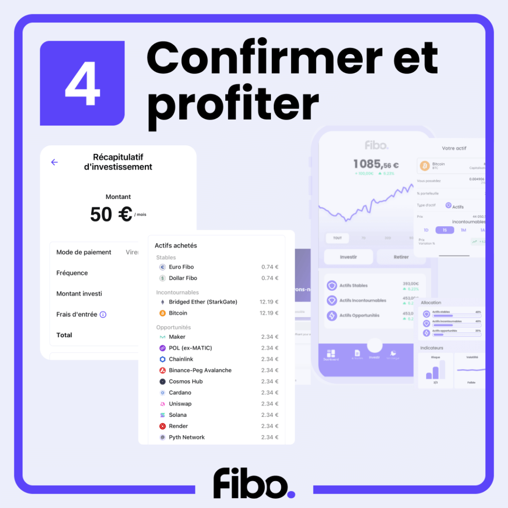 Choisir un portefeuille : application mobile Fibo - confirmer et profiter de son investissement